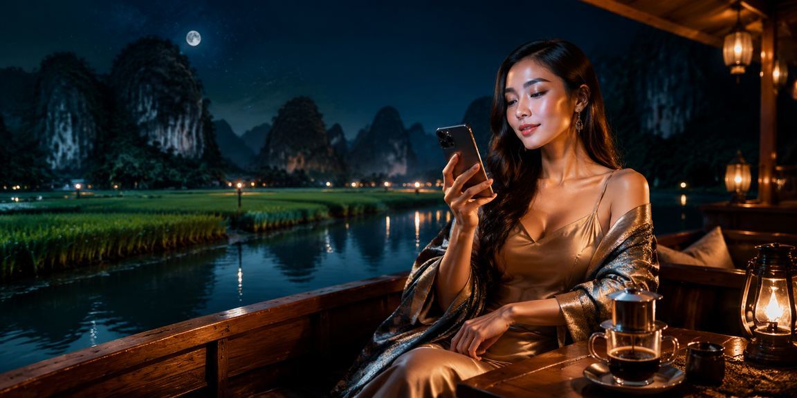 Người dùng Ninh Bình xem phân tích thể thao trên di động tại quán cà phê