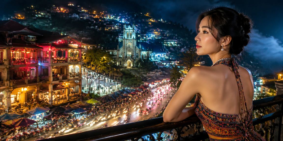 Bảng tỷ lệ kèo trận đấu bóng đá hiển thị rực rỡ tại Sa Pa về đêm
