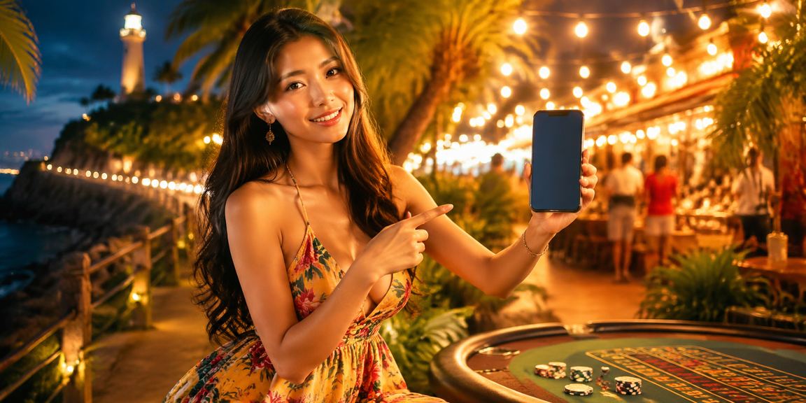 Khung cảnh đêm Vũng Tàu với người chơi thư giãn trải nghiệm baccarat trực tuyến